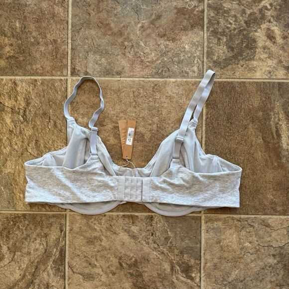 Skims Cotton Jersey T-shirt Bra Light Heather Grey Size 44D - Picture 6 of 9
